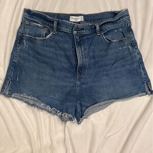 Abercrombie & Fitch Distressed Blue Jean Shorts
